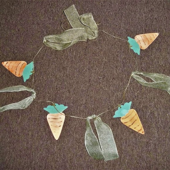 NEW Farmhouse Easter orange carrots burlap garland 54" long decoration hanging - Picture 1 of 1